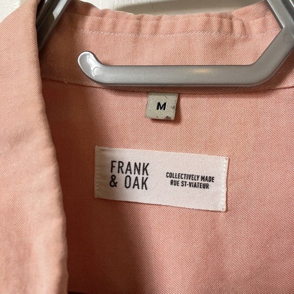 Frank & Oak Salmon Pink Mens Button Front Shirt Medium - Picture 2 of 4